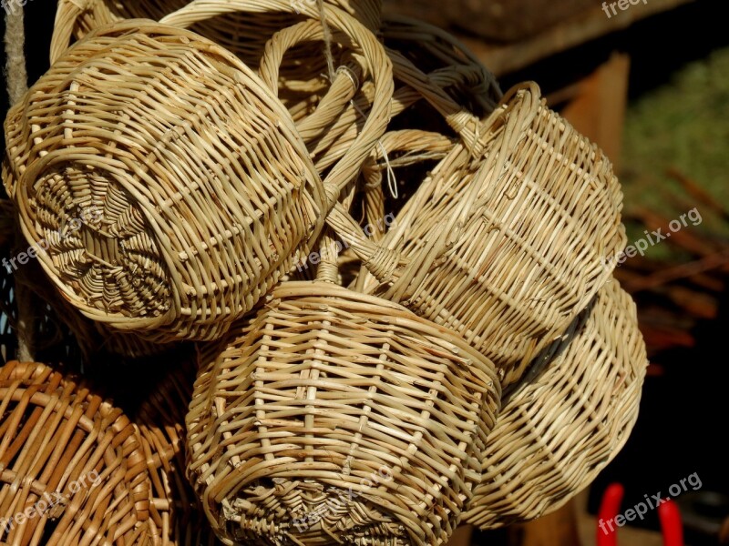 Baskets Craft Sales Stand Wickerwork Wicker