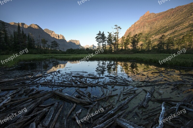 Sunrise Scenic Landscape Water Saint Mary Lake