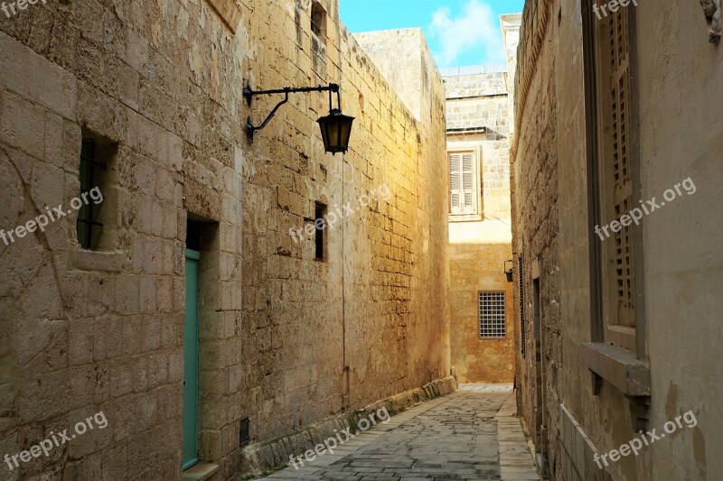 Malta Mdina Road Alley Mediterranean