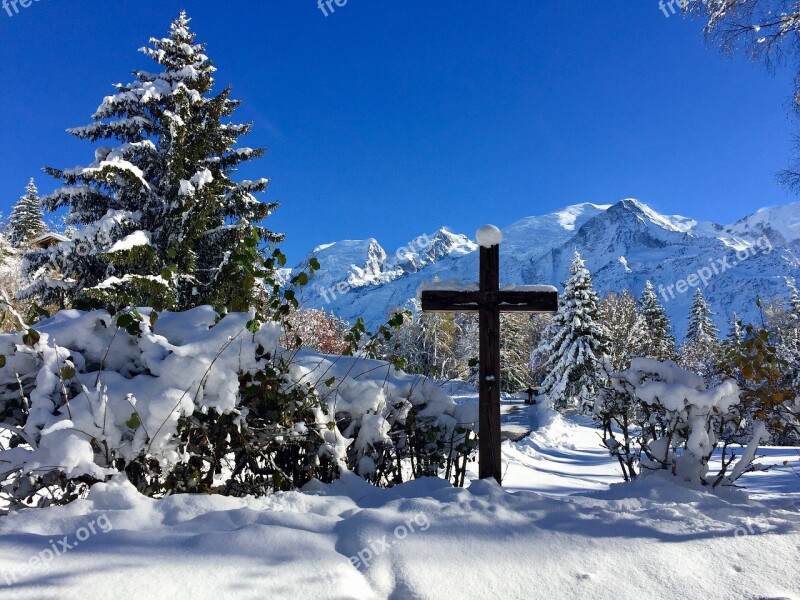 Snow Cross Alps Mountain Snowy Landscape