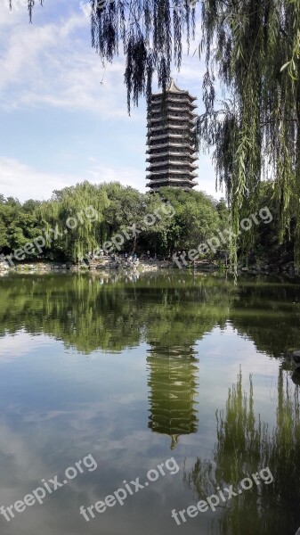 Weiminghu Tower Reflection Free Photos