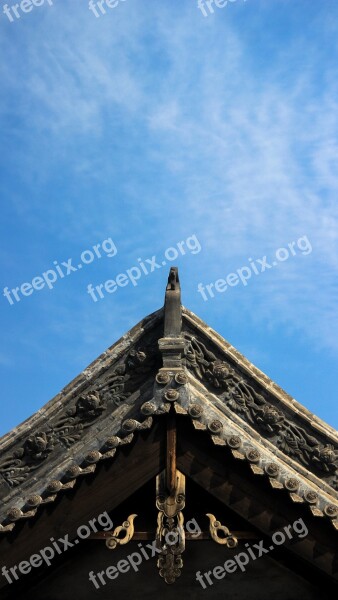 Cornices Chinese Ancient Architecture Taiyuan Roof Sky