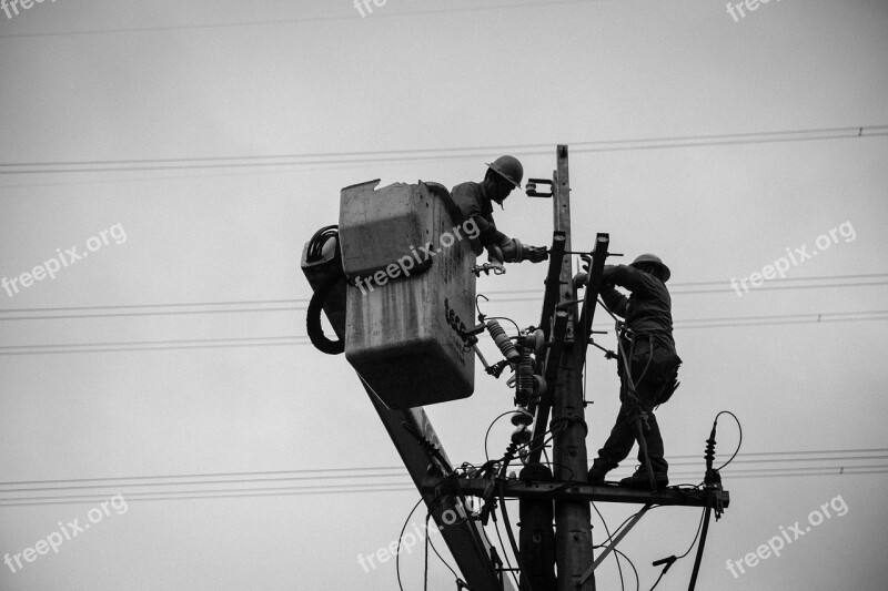 Wiring Hardness Electric Post Wire And Cables Worker Construction