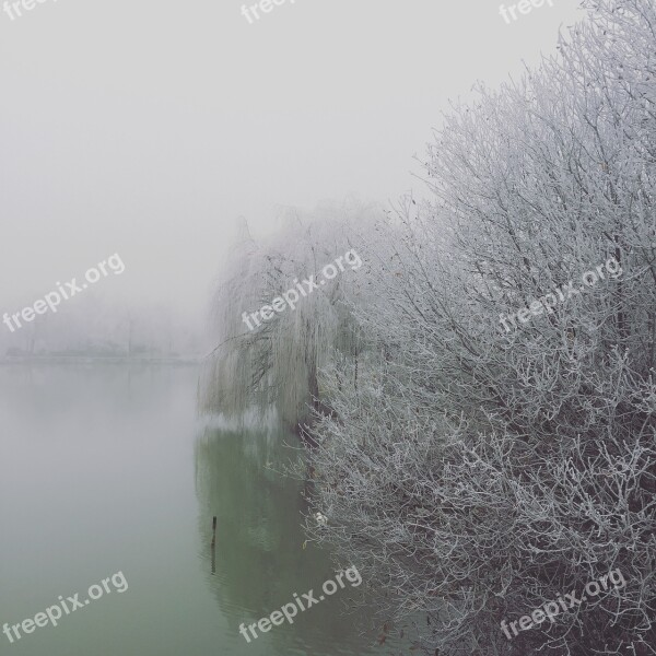 Lake Winter Cold Winter Landscape Frost