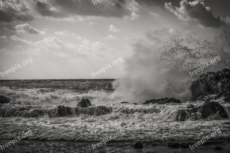 Wave Crashing Coast Water Nature