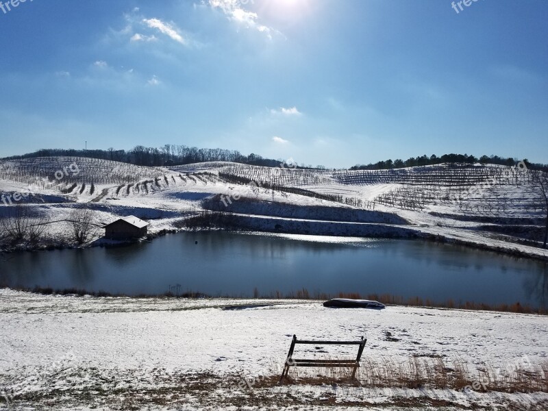 Snow Mountains Orchard Winter Nature