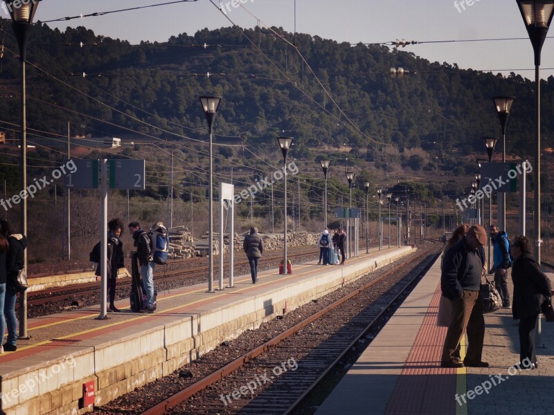 Station Railway Hold On Waiting For The Train Platform