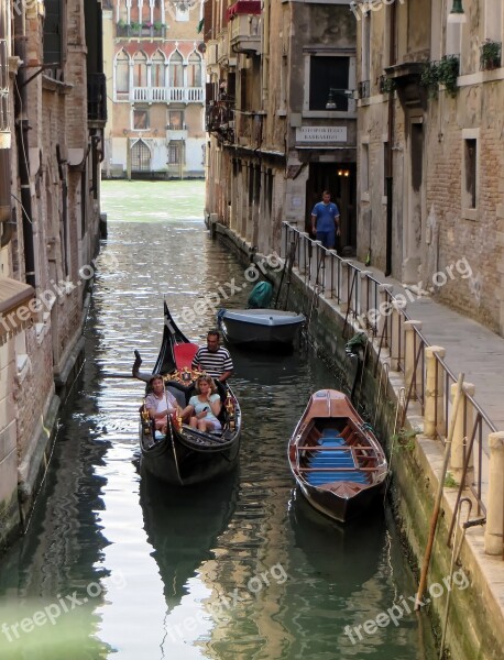 Italy Venice Channel Gondolas Façades