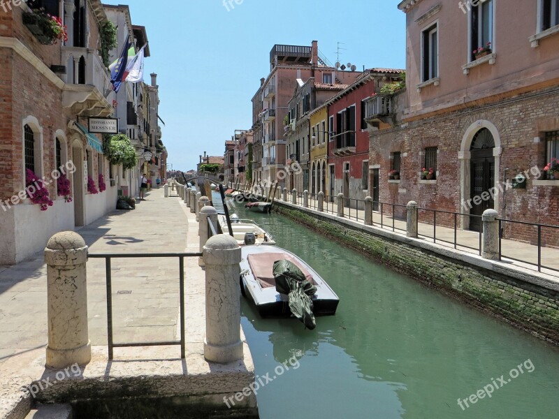 Italy Venice Channel Wharf Boat