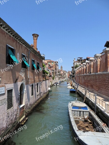 Italy Venice Channel Boat Façades