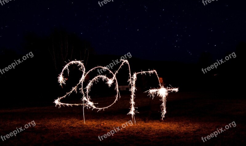 Night 2017 New Year's Eve New Year 2017 Sparklers