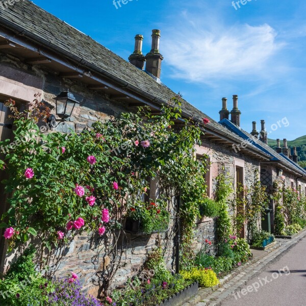 House Flowers Truss Facade Old House