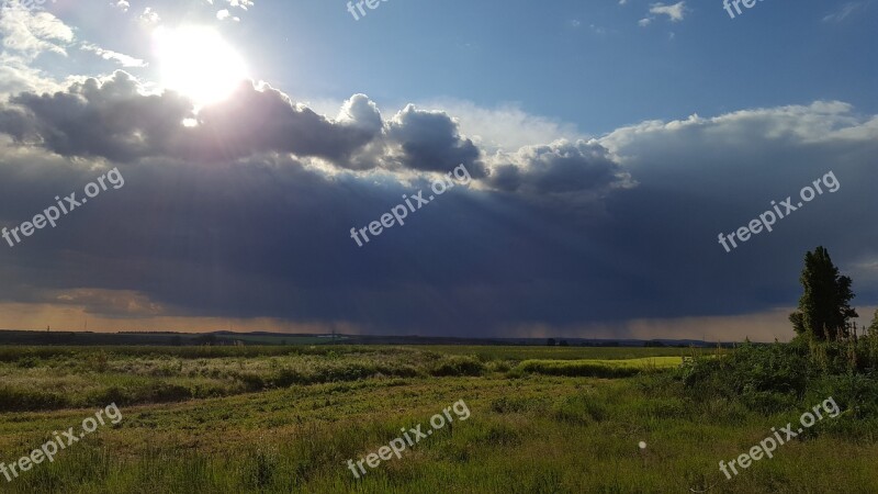 Storm Landscape Field Clouds Plains