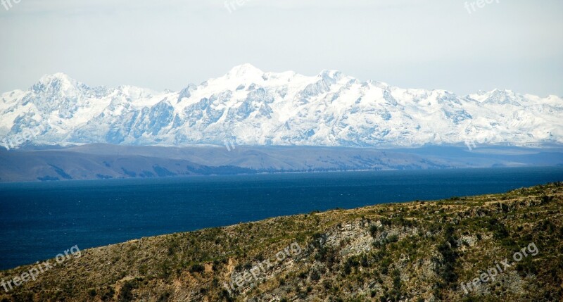 Lake Titikaka Bolivia Sun Island Landscape Montes