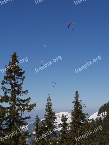 Parachute Mountains Paragliding Sky Snow