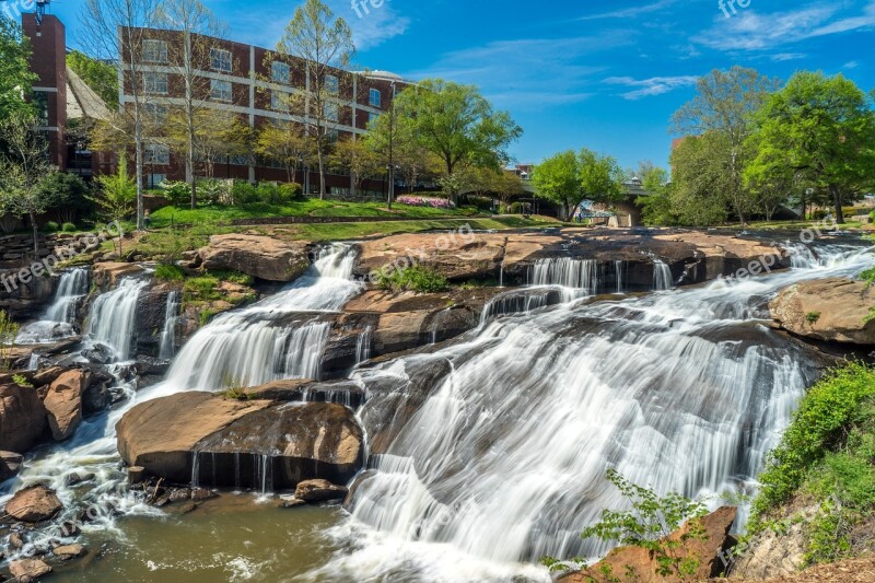 Greenville Falls Park Waterfall Carolina Nature