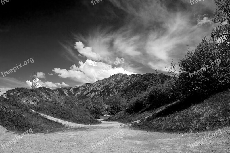 Landscape Black And White Dramatic Alpine Mountains