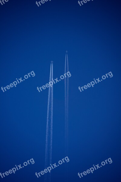 Aircraft Contrail Flying Sky Airliner