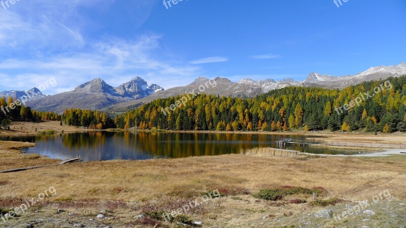 Staz St Moritz Autumn Mountains Alpine