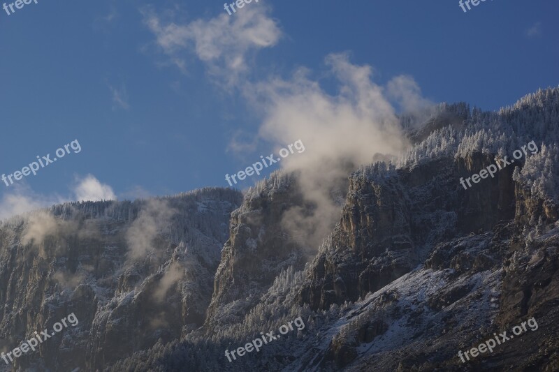 Mountains Clouds Fog Haze Rock