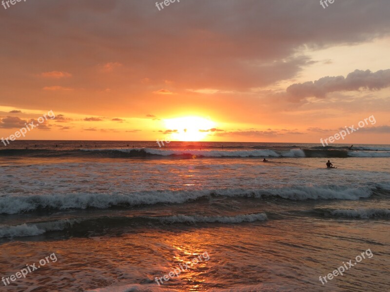 Costa Rica Beach Santa Teresa Sunset Ocean