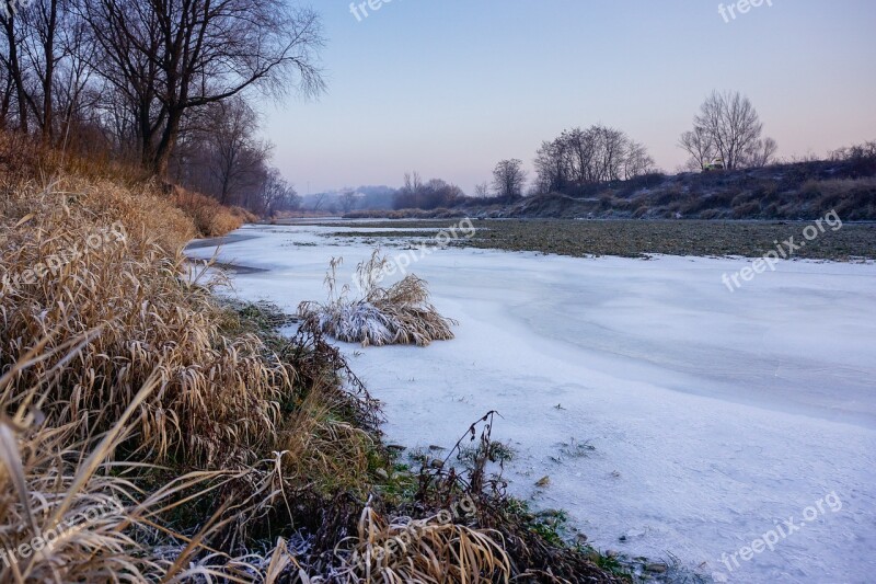 River Frozen River Winter Ice Landscape