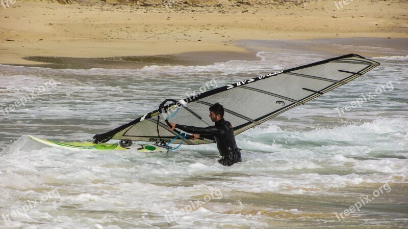 Wind Surfing Sport Extreme Man Sea