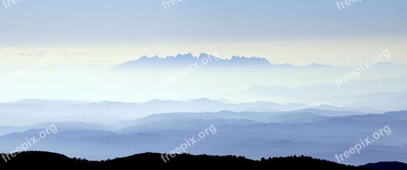 Mist Montserrat Landscape Nature Mountain