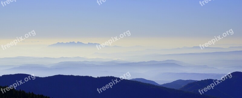 Mist Montserrat Landscape Nature Clouds