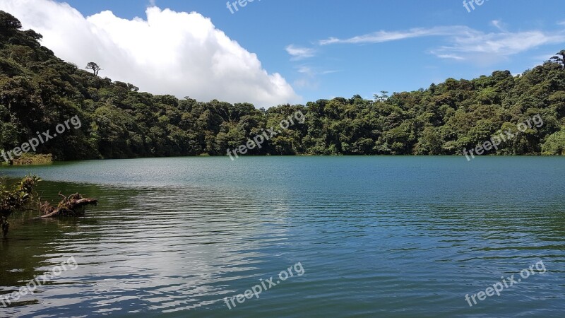 Lake Crater Volcano Landscape Sky