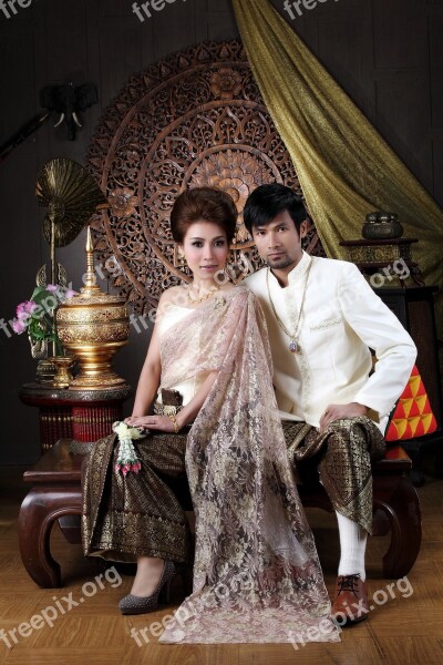 Wedding Pair Woman Pretty Thailand