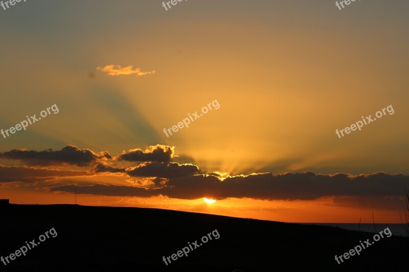 Sunset Clouds Red Sky Sky Sun