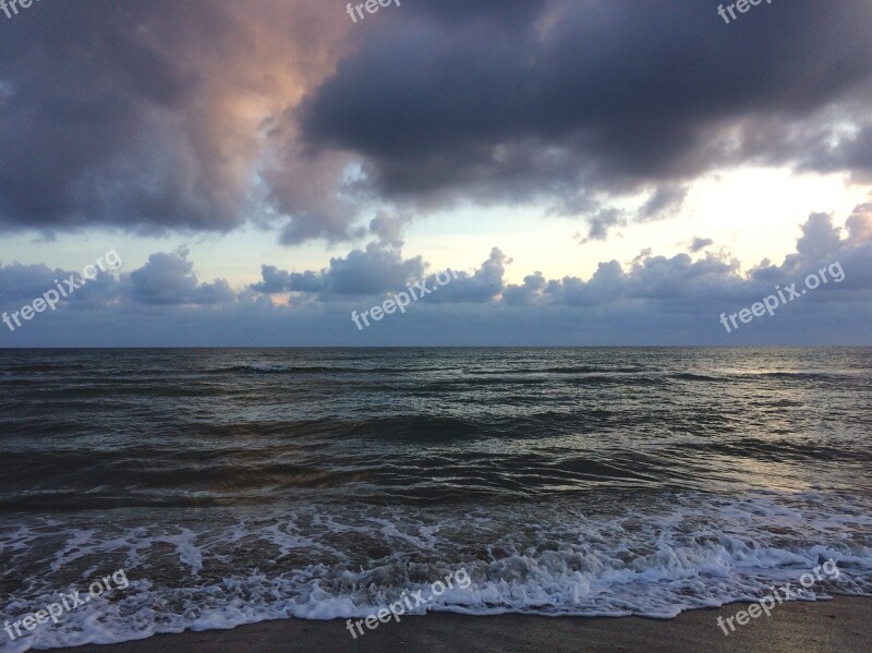 Sunset Beach Clouds Sea Sun