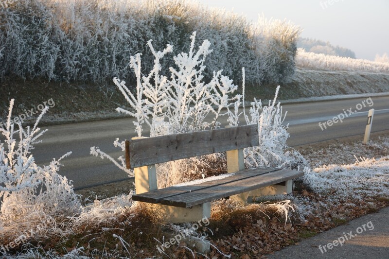 Winter Frost Bench Winter Mood Wintry