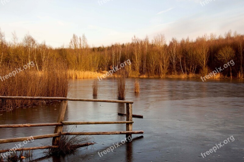 Lake Frozen Winter Ice Wintry