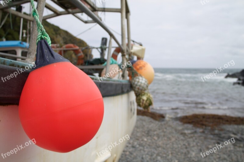 Sea-side Beach Shingle Boats Buoy