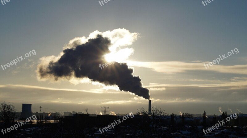 Industry Smog Contaminated Chimney Sky