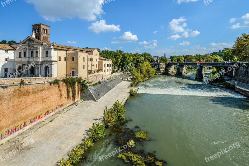 Rome Tiber River Island Italy