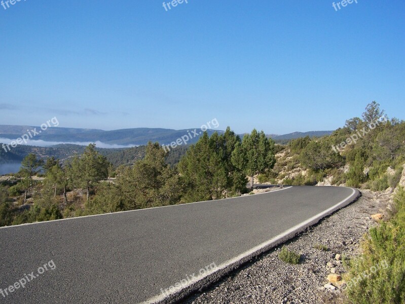 Spain Teruel Montes Universales Road Curve