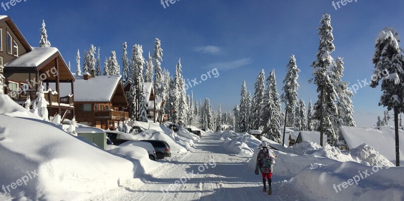 Winter Canada British Columbia Snow Chalet