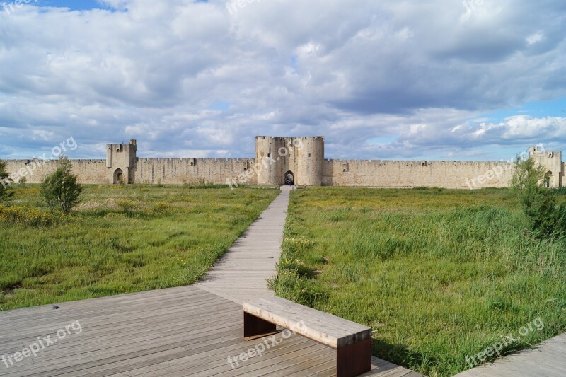 Fortress City Wall Historically Old Clouded Sky