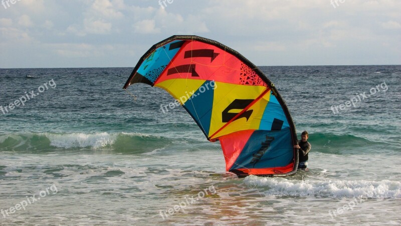 Man With Kyte Kite Kite Surfing Surfing Sport