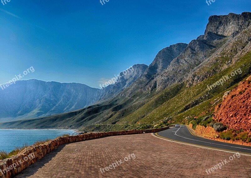 South Africa Road Mountain Sideline Point Of View