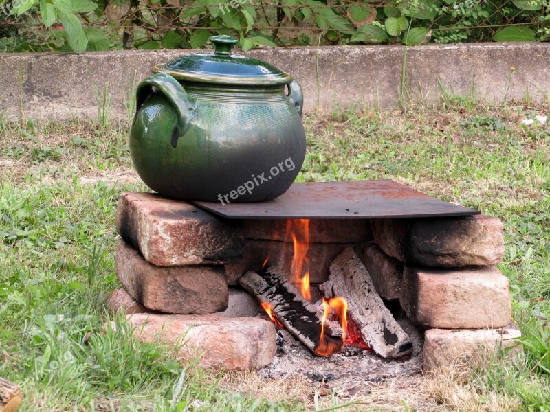 Tile Kitchen Utensils Firing Fireplace Outdoors