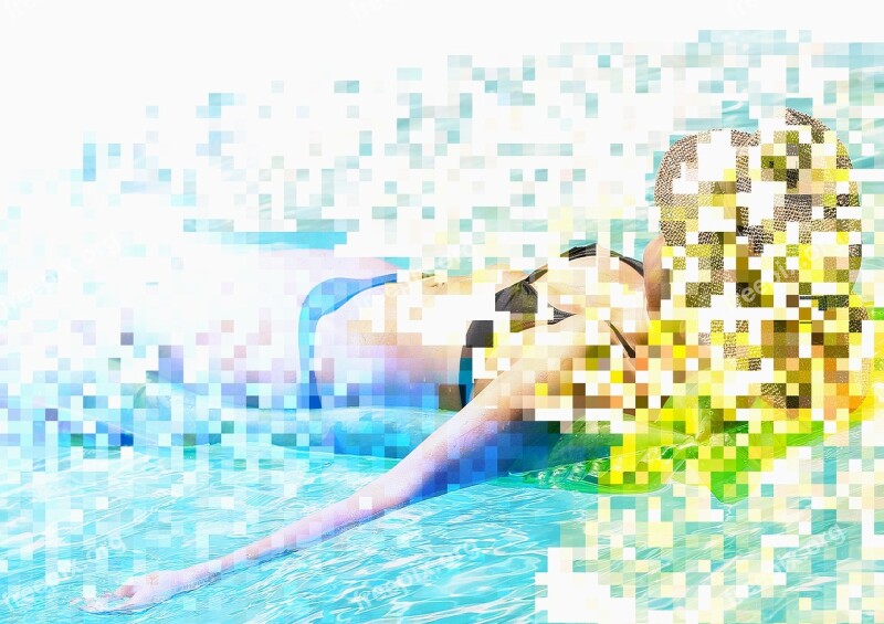 Woman Water Pool Collage Double Exposure