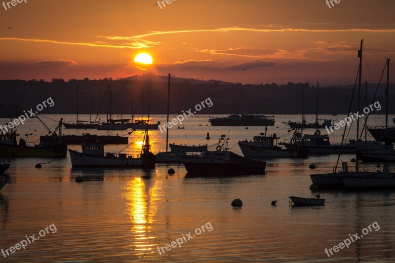 Sea Sunset Evening Reflection Dusk