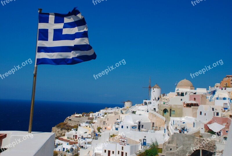 Santorini Greece Flag Greek Island