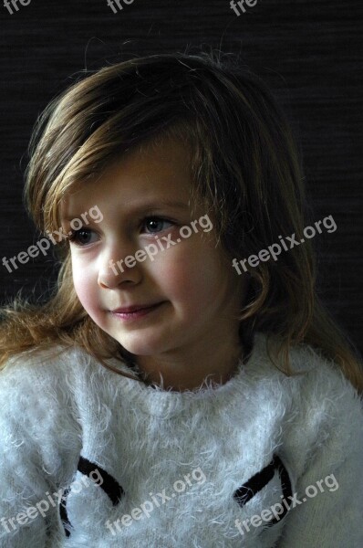 Portrait Face Child The Little Girl Reverie