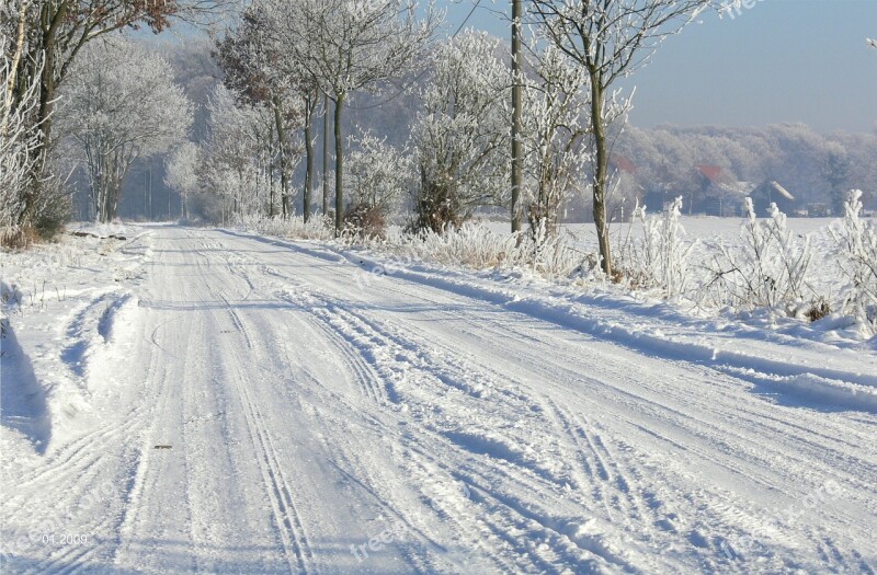 Winter's Day Lane Snow Cover Landschaftsschtzgebiet Ffh