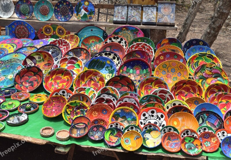 Plates Market Stall Mexio Decoration Handicraft